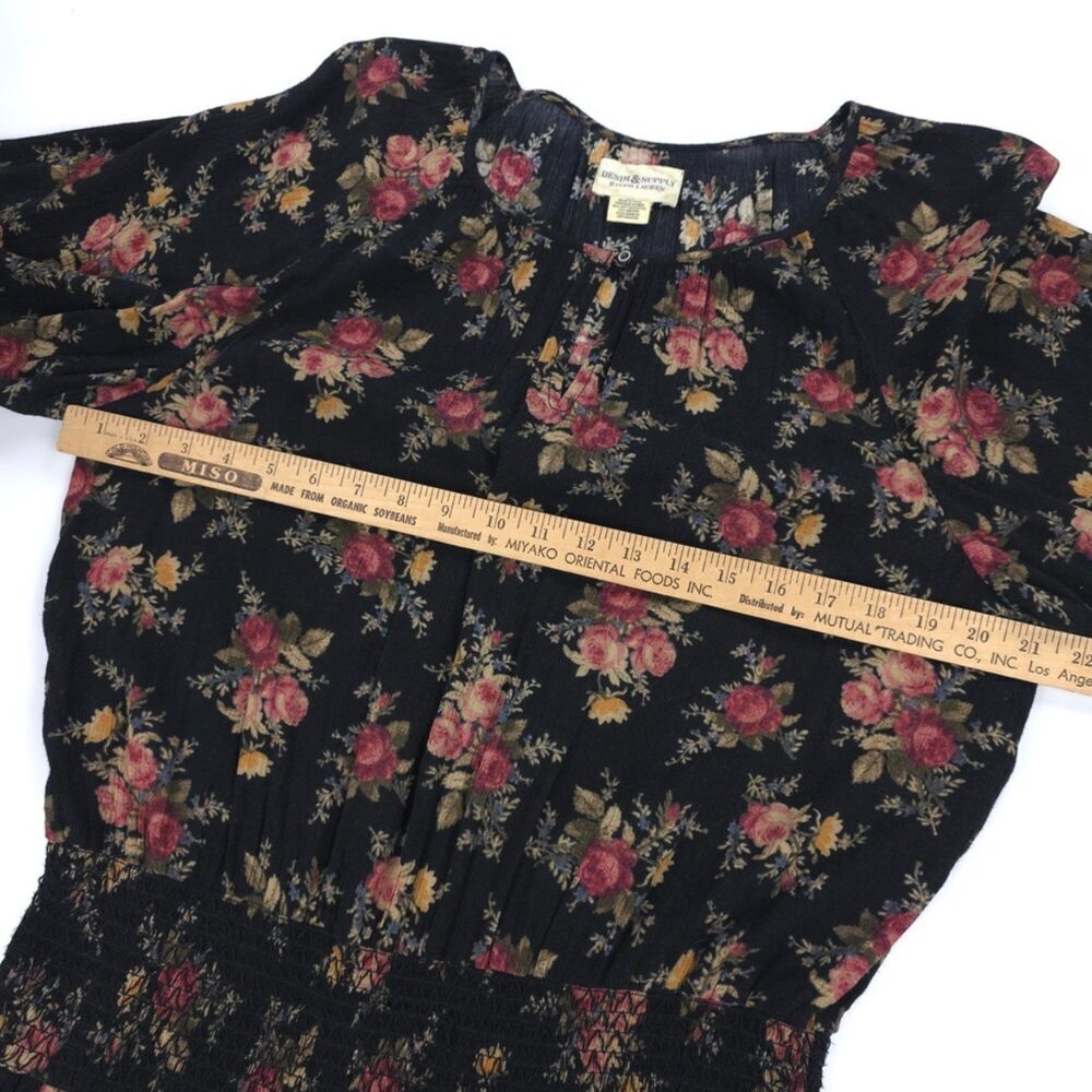 RALPH LAUREN Drop Waist Smocked Mini Dress Prairie Western Farm Heritage Boho - Picture 3 of 9
